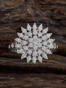 Kushal's Fashion Jewellery Rhodium-Plated CZ-Studded Finger Ring