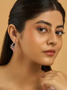 Kushal's Fashion Jewellery Pink Rhodium Gold-Embellished Bridal Party Zircon Pendant Set