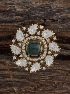 Kushal's Fashion Jewellery Victorian-Plated Kundan Studded Finger Ring