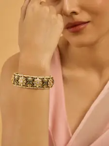 Kushal's Fashion Jewellery Embellished Bridal Victorian Plated Kundan-Studded Bangle