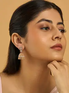 Kushal's Fashion Jewellery Rhodium Gold-Plated Cubic Zircon Embellished Bridal Pendant Set