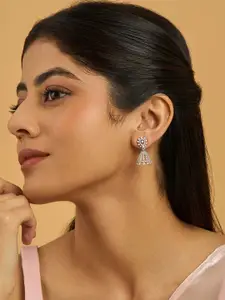 Kushal's Fashion Jewellery Pink Rhodium Gold-Embellished Bridal Party Zircon Pendant Set