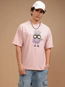 HIGHLANDER Men Graphic Printed Round Neck Cotton Relaxed Fit T-shirt