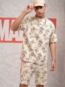 HIGHLANDER Marvel Avenger Men Round Neck Oversized T Shirt With Loose Fit Shorts