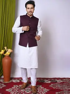 BAESD Mandarin Collar Woven Nehru Jacket