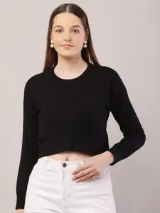 NoBarr Women Round Neck Crop Pullover Sweater