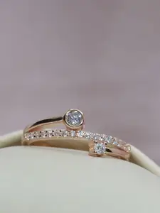 Luxevogue Sparkling Trails 925 Sterling Silver Rose Gold Plated CZ Studded Ring