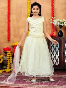 BAESD Girls Geometric Embroidered Sequinned Ready to Wear Lehenga & Blouse With Dupatta