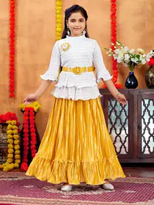 BAESD Girls Printed Ready to Wear Lehenga With Blouse With Belt