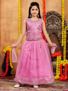 BAESD Girls Embroidered Sequinned Ready to Wear Lehenga & Blouse With Dupatta