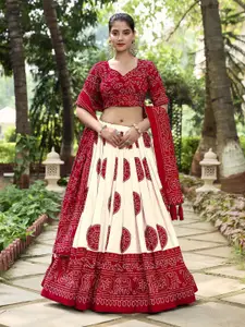 LOOKNBOOK ART Printed Ready to Wear Lehenga & Unstitched Blouse With Dupatta