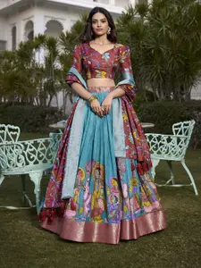 LOOKNBOOK ART Kalamkari Printed Ready to Wear Lehenga & Unstitched Blouse With Dupatta