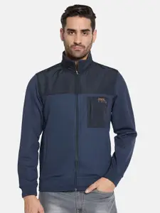 Octave Men Colourblocked Front-Open Sweatshirt