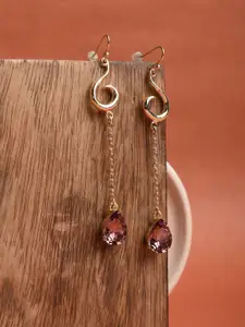 XPNSV Gold-Plated Swarovski Crystal Studded Teardrop Shaped Drop Earrings