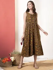 Anouk Women Ethnic Motifs Printed Cotton Fit & Flare Midi Dress