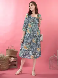 Anouk Women Floral Printed A-Line Midi Dress