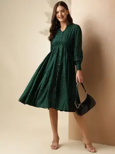 Anouk Women Polka Dot Printed Fit & Flare Midi Dress