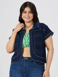 Style Quotient women Plus Size Open Front Denim Shrug