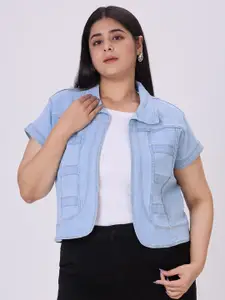 Style Quotient women Plus Size Open Front Denim Shrug