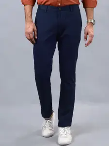 JADE BLUE Men Slim Fit Cotton Trousers