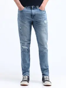 Flying Machine Men Slim Fit Low Distress Light Fade Stretchable Jeans