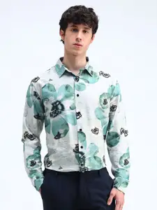 Flying Machine Men Spread Collar Floral Printed Casual Shirt