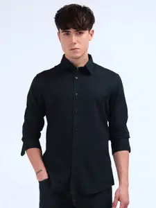 Flying Machine Men Spread Collar Micro Checked Cotton Casual Shirt