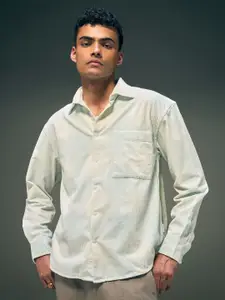 Flying Machine Men Spread Collar Textured Cotton Casual Shirt