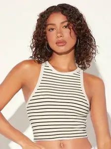 AAHWAN Women Horizontal Stripes Striped Tank Crop Top