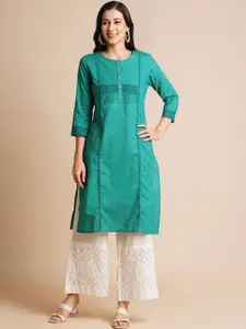 RATAN Embroidered Round Neck Straight Kurta