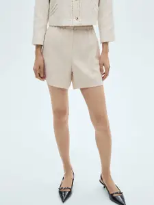 MANGO Women Pintuck Detailed Straight Shorts