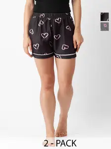 NOIRA Women Pack Of 2 Printed Lounge Shorts