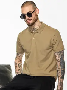 Snitch Men Solid Polo Collar Cotton T-shirt
