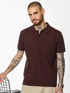 Snitch Men Solid Polo Collar Cotton T-shirt