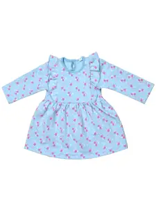 BAESD Girls Floral Printed Ruffled Cotton A-Line Dress