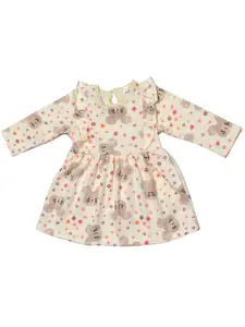 BAESD Girls Floral Printed Ruffled Cotton A-Line Dress