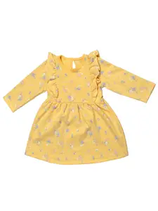 BAESD Girls Floral Printed Ruffled Cotton A-Line Dress