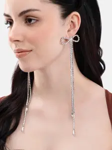 DressBerry Contemporary Bow Studded Drop Earrings