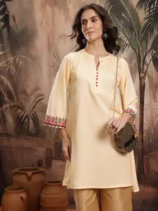 Sangria Thread-Work A-Line Kurta