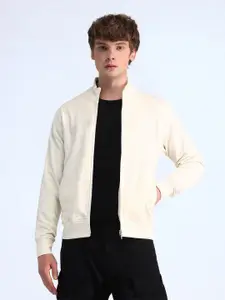 Flying Machine Men Pure Cotton Mock Collar Sweatshirt