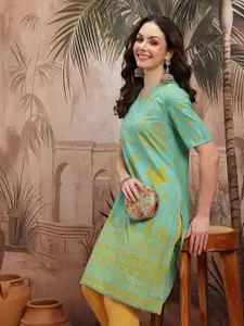 Sangria Ethnic Motifs Printed Pure Cotton Kurta