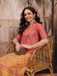 Sangria Geometric Printed A-Line Kurta