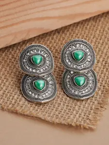 TEEJH Tapti Silver-Plated Contemporary Oxidised Studs
