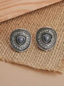 TEEJH Bavinh Silver-Plated Contemporary Oxidised Studs