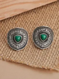 TEEJH Quirky Silver-Plated Artificial Stones and Beads Draupadi Alloy Studs