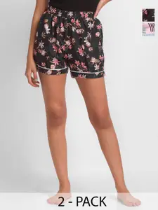 NOIRA Women Pack Of 2 Printed Lounge Shorts