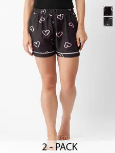 NOIRA Women Pack Of 2 Printed Lounge Shorts