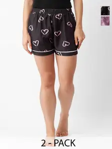 NOIRA Women Pack Of 2 Printed Lounge Shorts