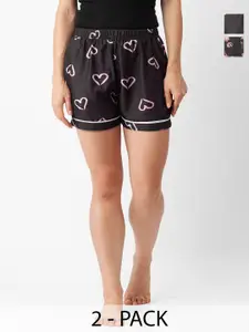 NOIRA Women Pack Of 2 Printed Lounge Shorts