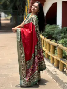 Saree mall Ethnic Motifs Woven Design Zari Patola Sarees